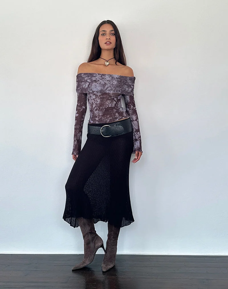 Top bardot Noelle, Botanic Sketch Purple