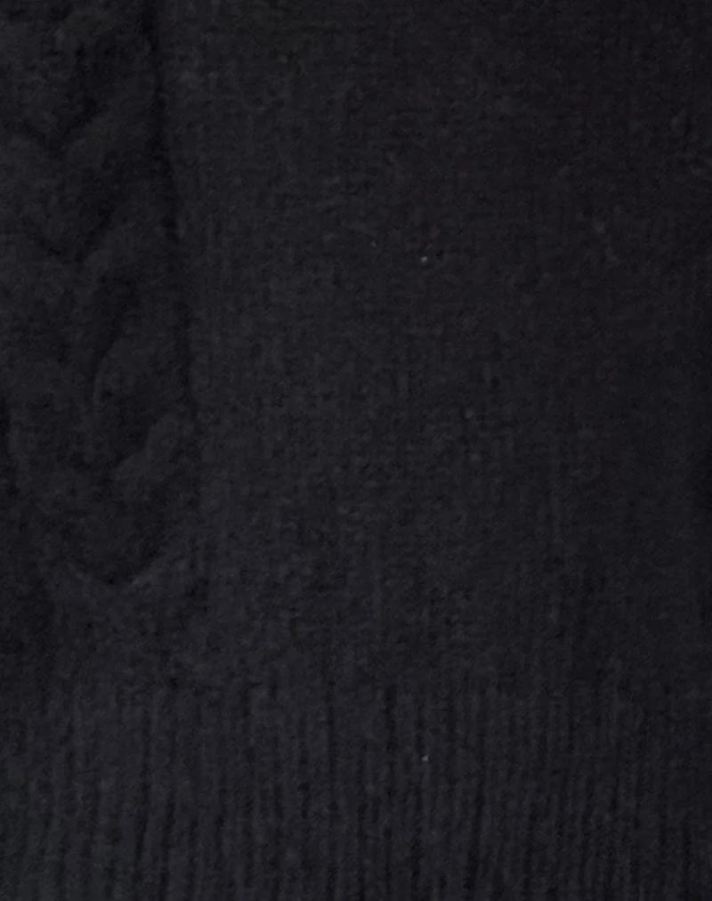 Cardigan en tricot torsadé Abelia en noir