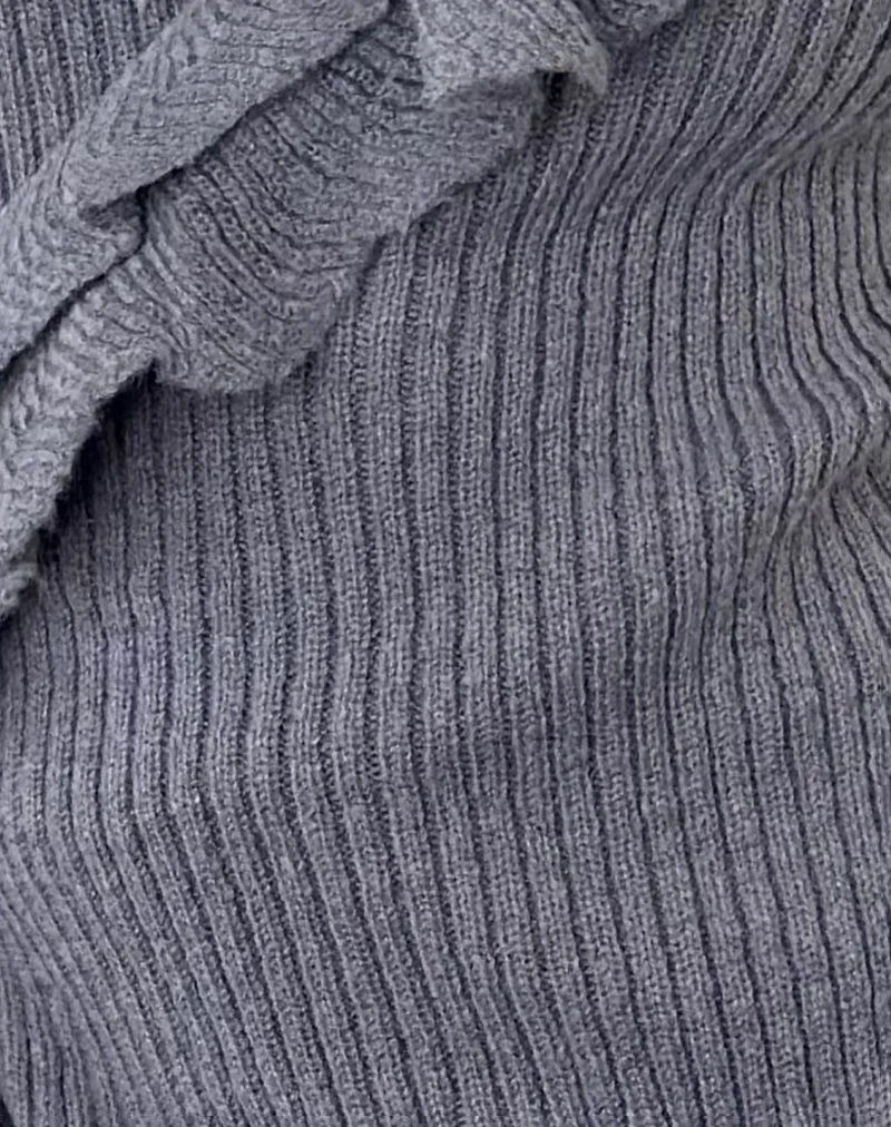 Mini robe en maille à manches longues Marianna, gris foncé