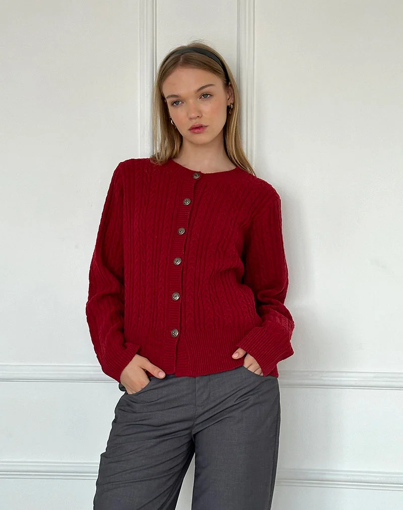 Cardigan Bavana en rouge foncé
