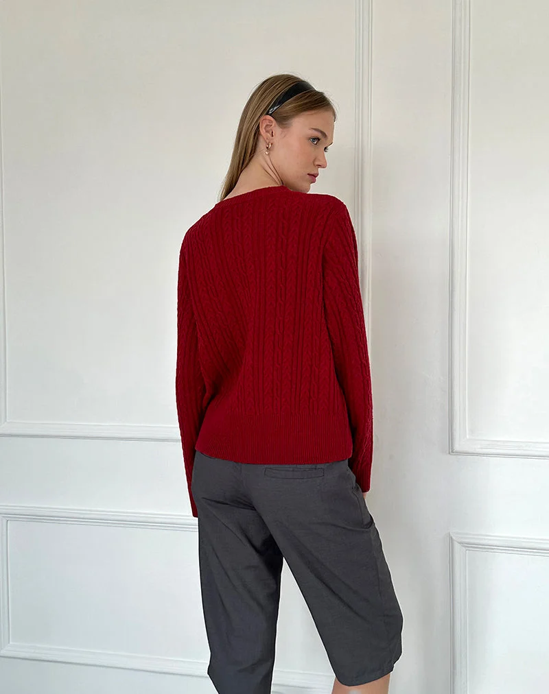 Cardigan Bavana en rouge foncé