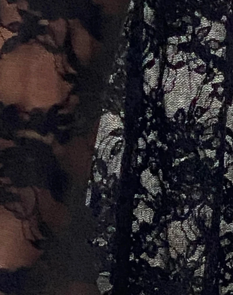 Pantalon évasé Elio en dentelle noire