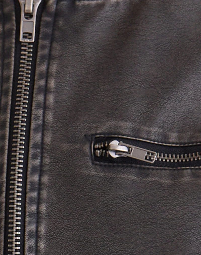 Blouson bombardier Marco Distressed en PU Charcoal