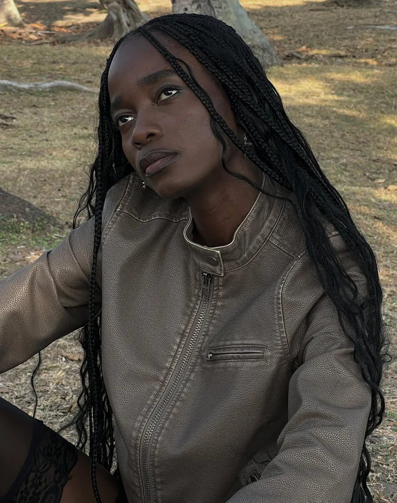 Veste de motard Mildred en PU Olive