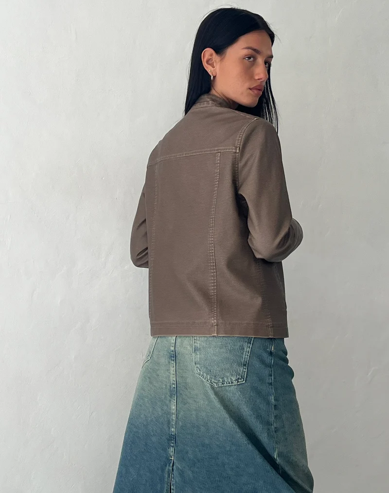 Veste de motard Mildred en PU Olive