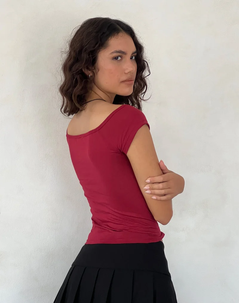 Charya - Top asymétrique - Rouge adrénaline