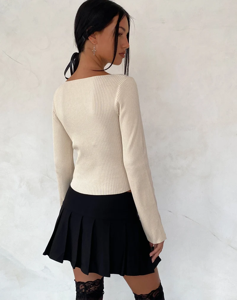 Awdella - Top à manches longues en tricot - Beige