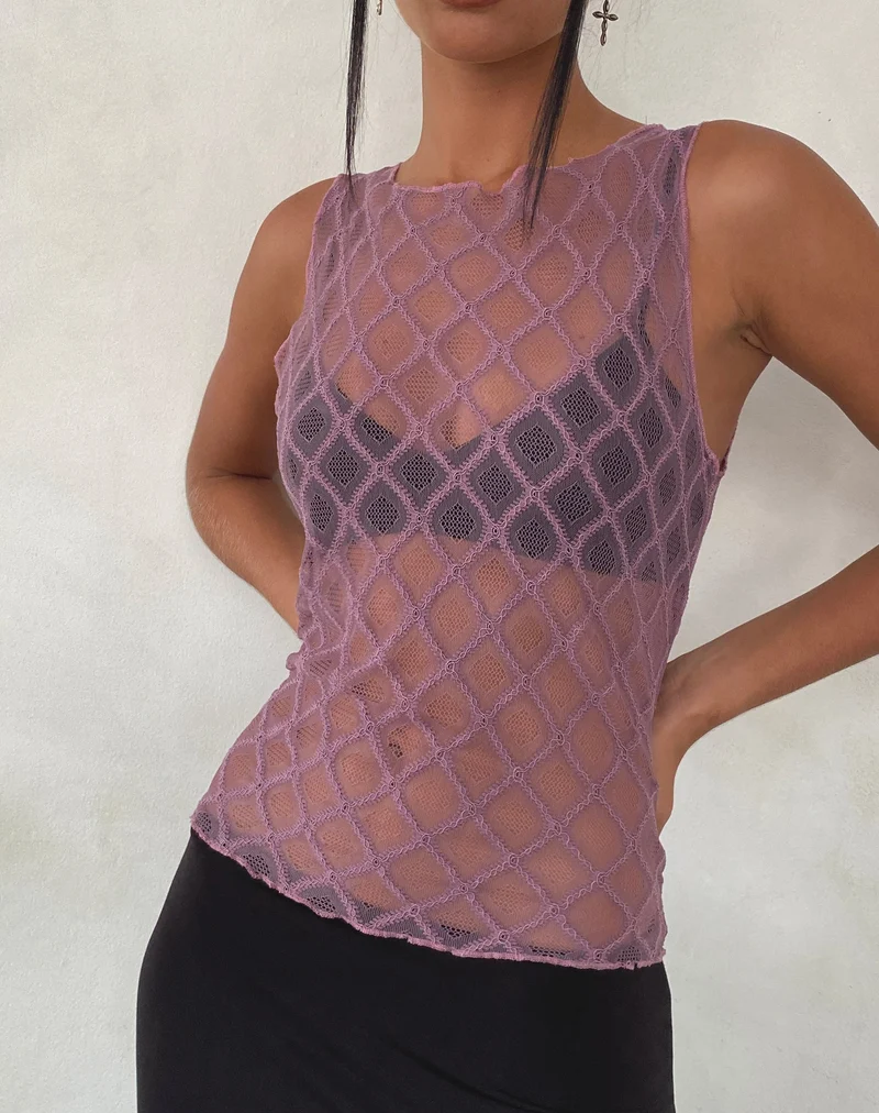 Maloe - Débardeur à motifs en dentelle - Mauve
