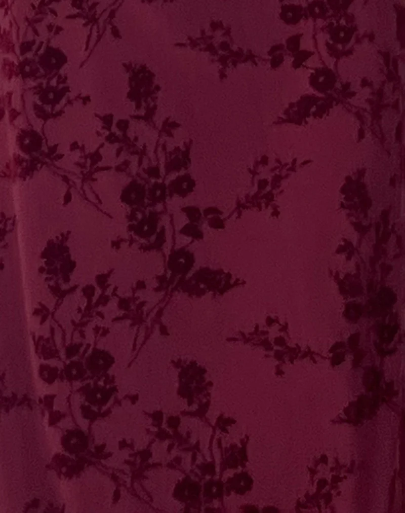 Robe midi Gabriela, Botanical Flower Maroon