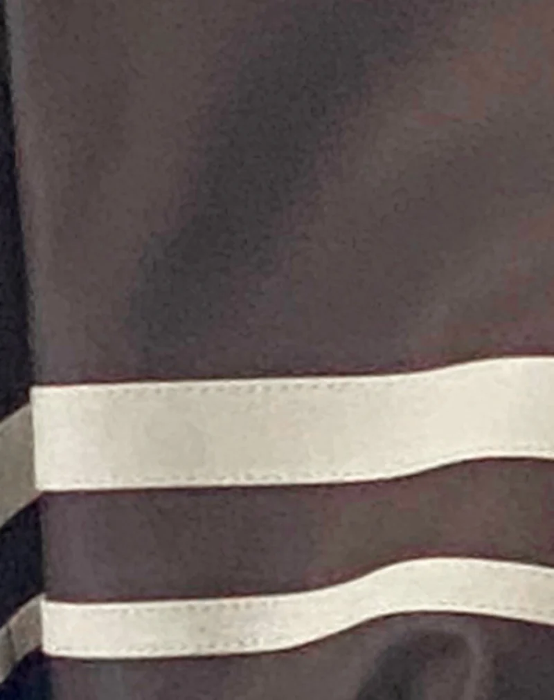 Veste Colton en PU chocolat avec rayures ivoire