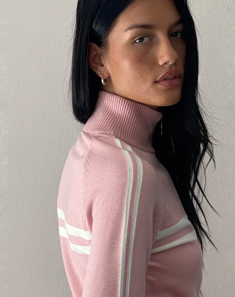 Talisa Sporty Zip Through Jacket in Knit Pink (Veste zippée sportive en tricot rose)
