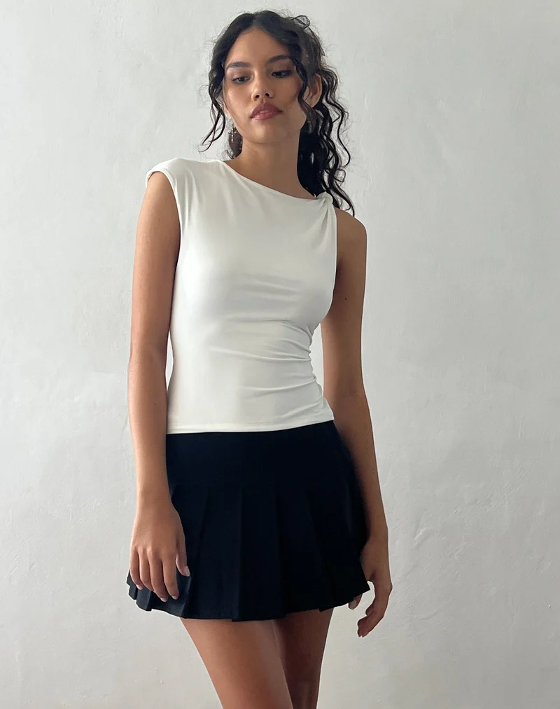 Cambrie - Top sans manches asymétrique - Ivoire