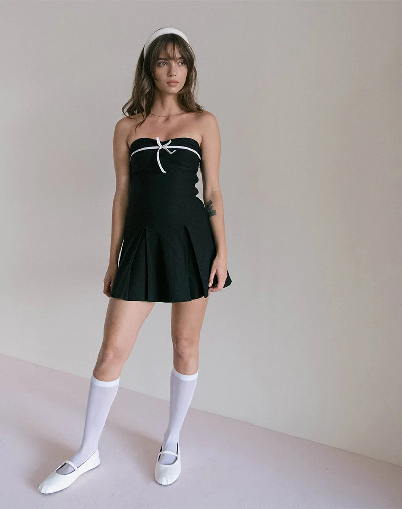 Panolia - Mini robe avec nœud sur le devant en tailleur noir