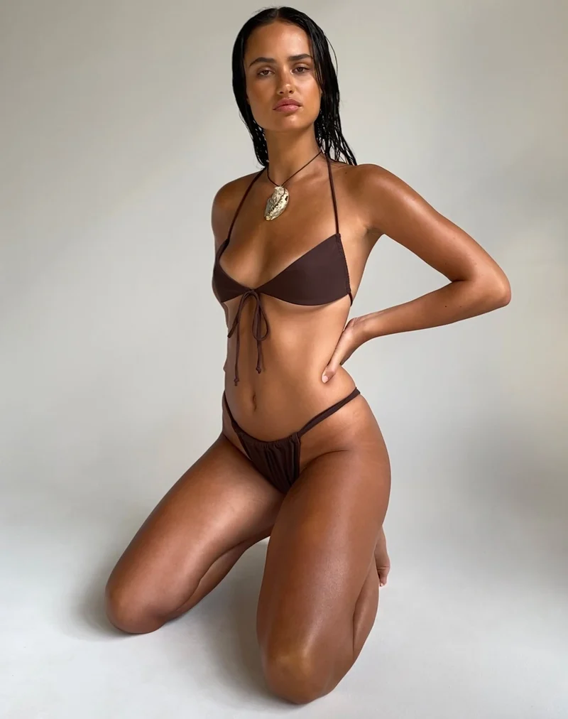 Top de bikini Lawa, marron noix de coco