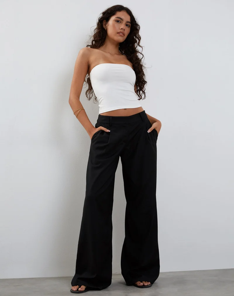 Salisu Wide Leg Trouser in Tailoring Black (pantalon à jambes larges)