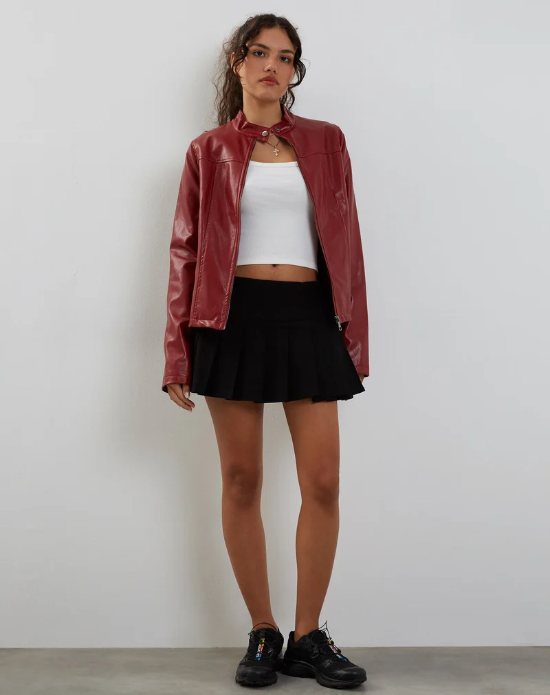 Veste Olivia en PU rouge sang