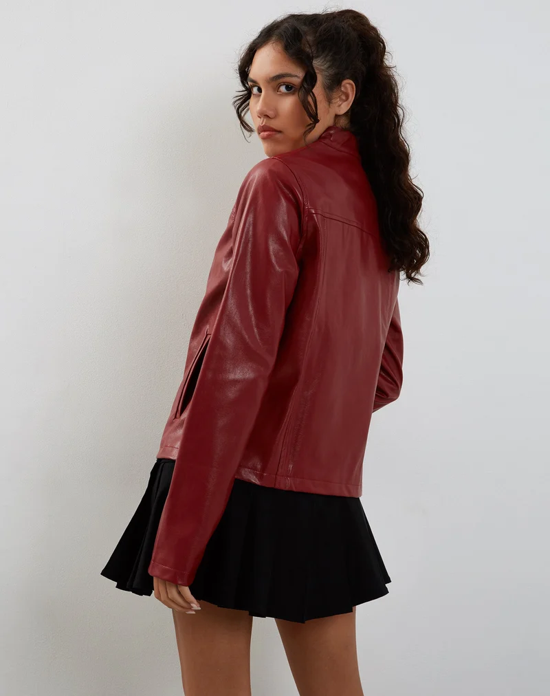 Veste Olivia en PU rouge sang