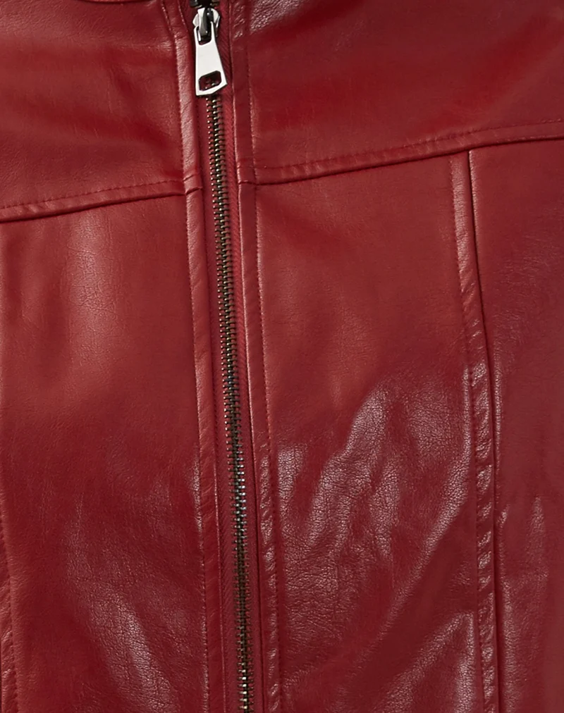 Veste Olivia en PU rouge sang