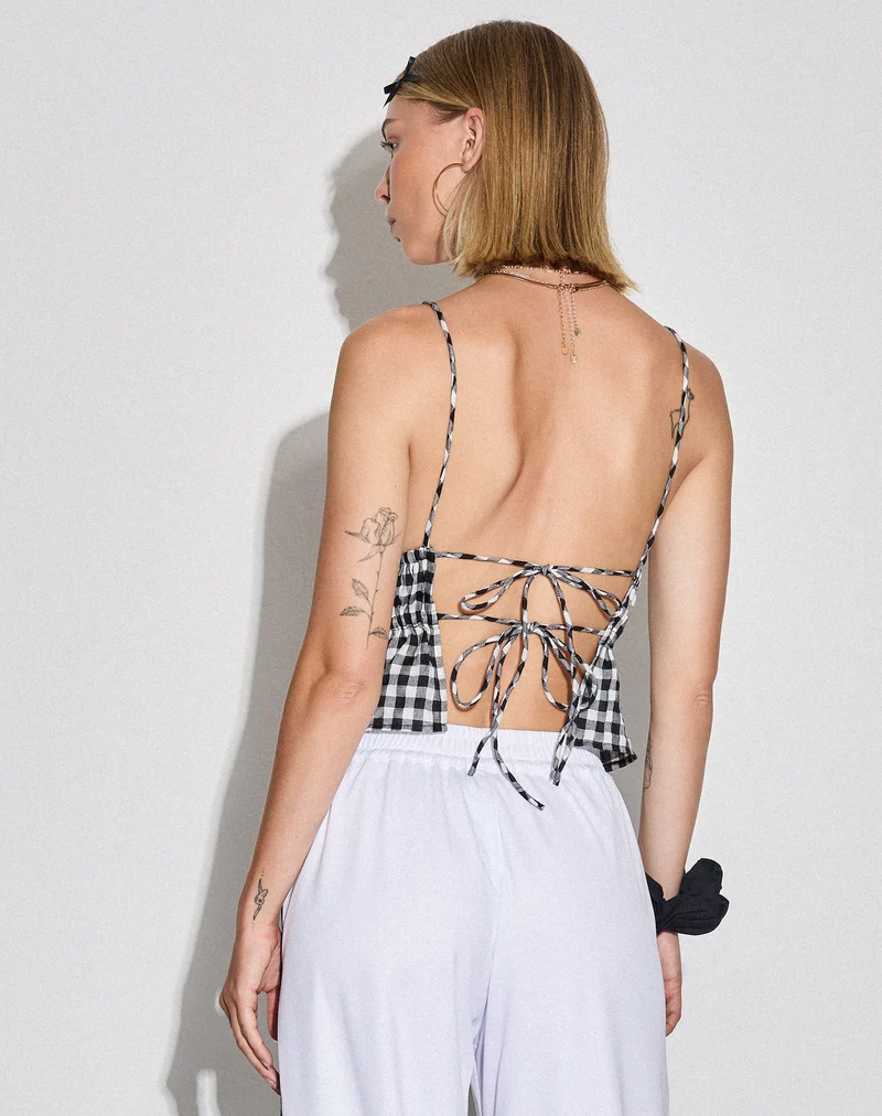 Dilara Cami Top in Black and White Gingham