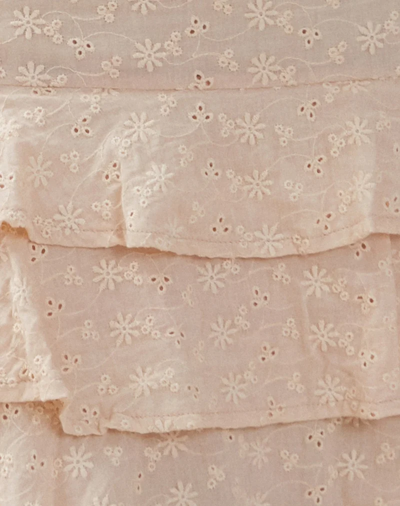 Minijupe Camigo, broderie blush