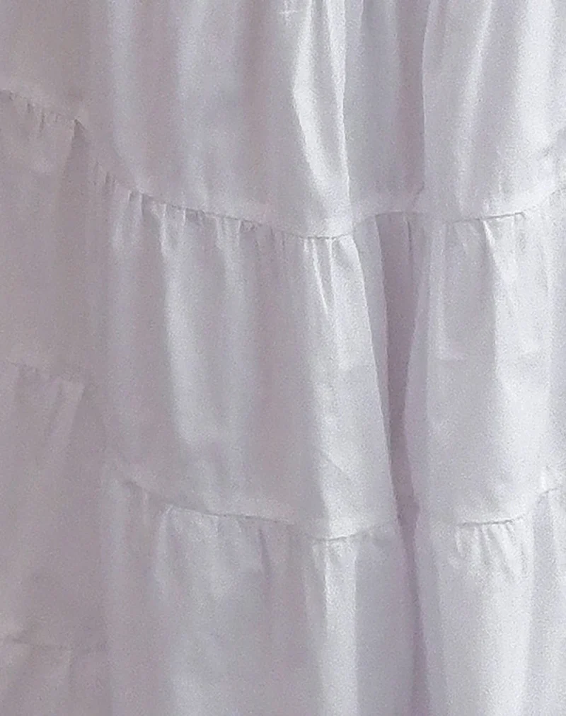 Izumi Tiered Midi Skirt, Poplin White