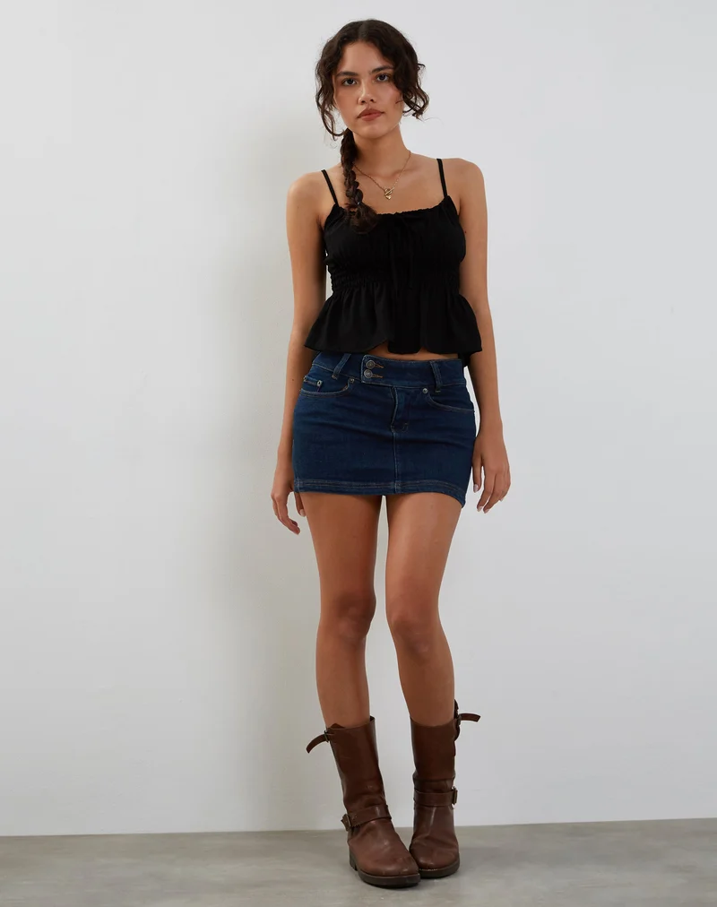 Lyncia Tie Front Cami Top in Black