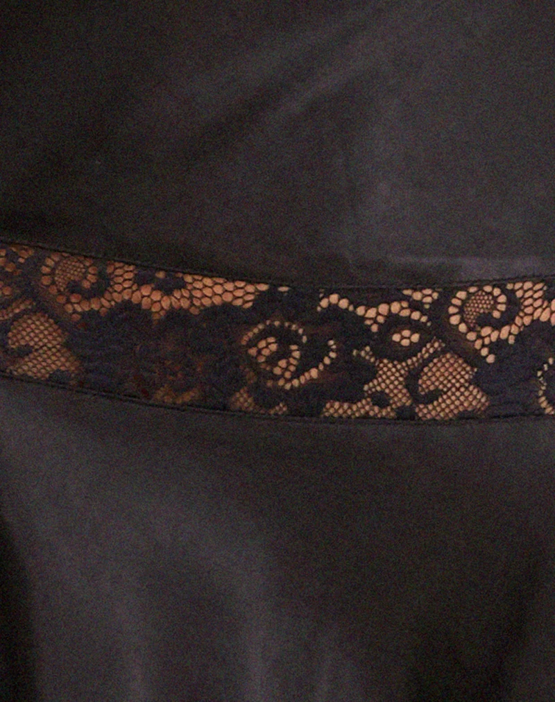 Mini-robe glissée Tahira en satin noir