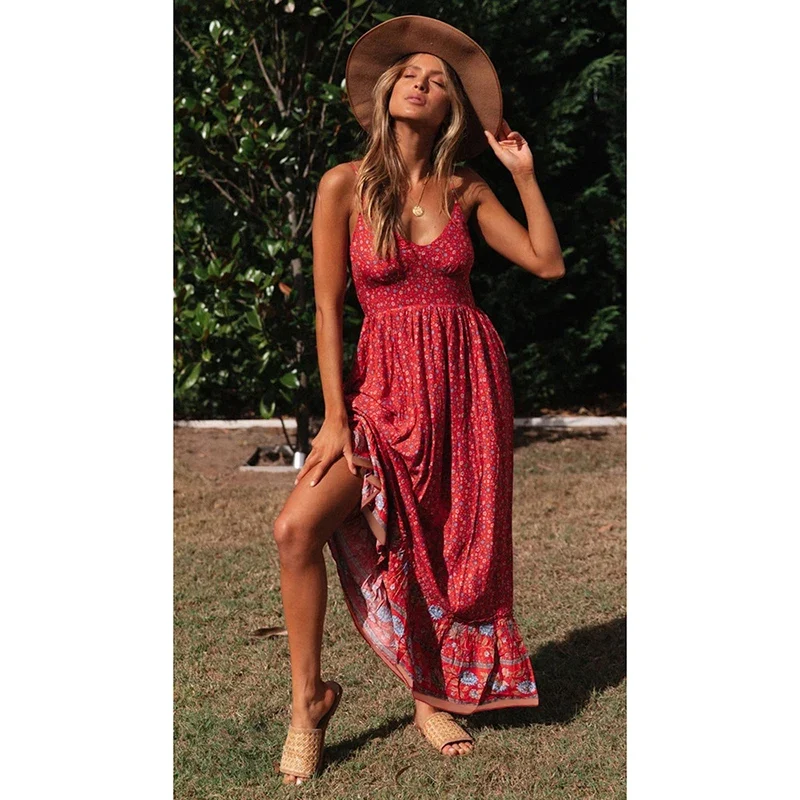 Robe rouge fleurs