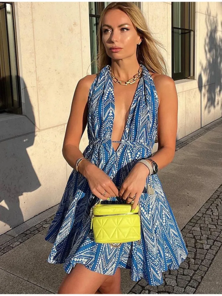 Robe de plage courte bleue