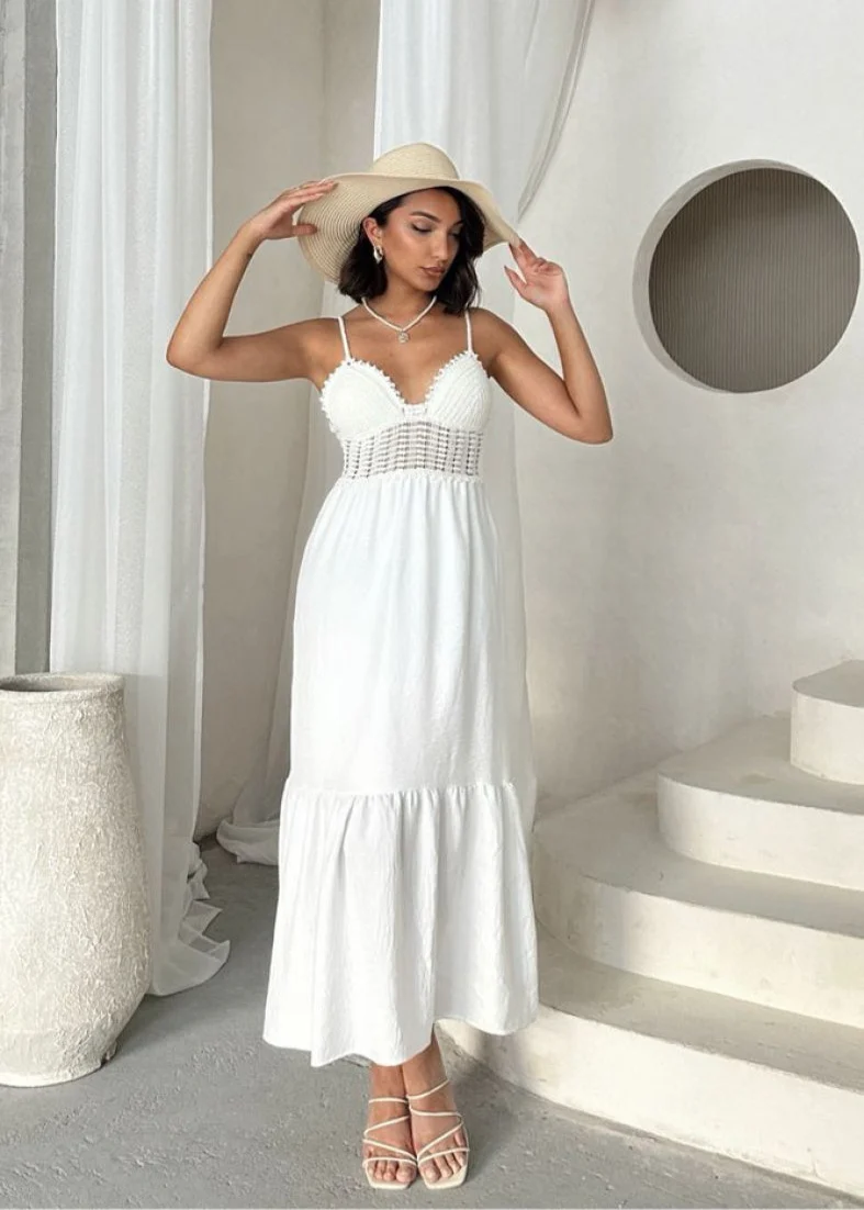 Robe blanche bohémienne