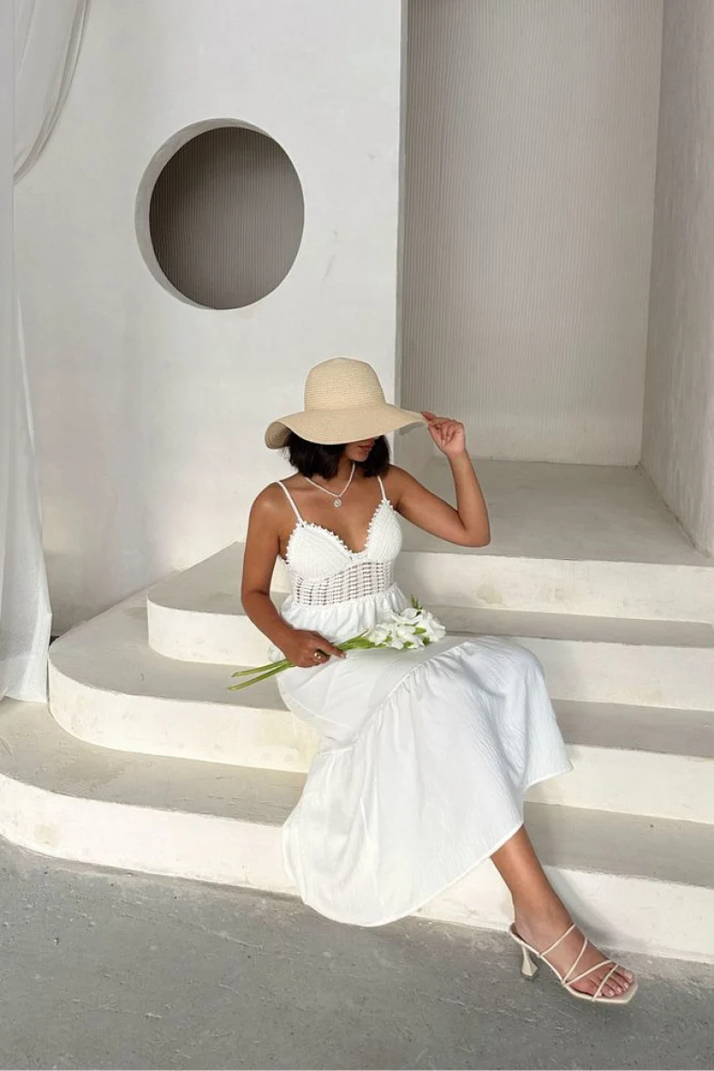 Robe blanche bohémienne