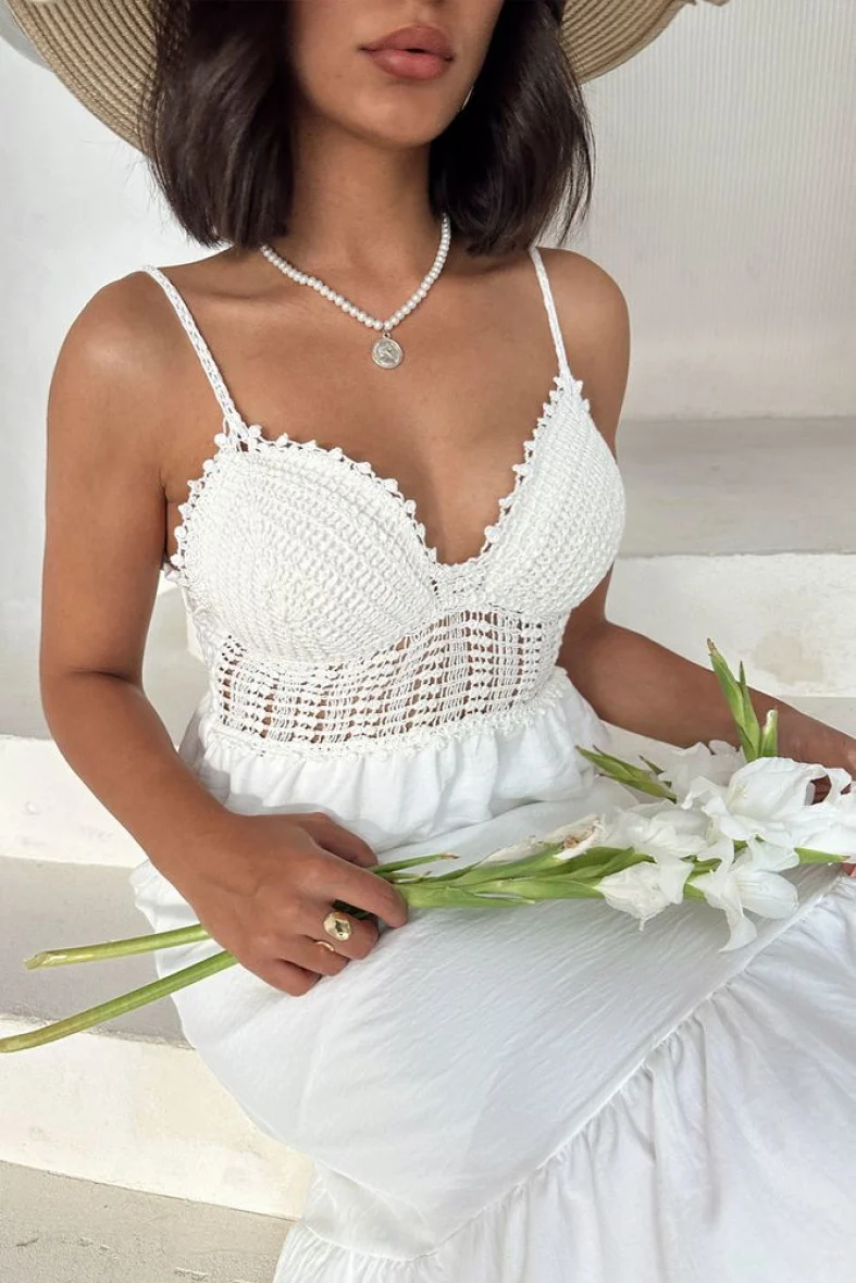 Robe blanche bohémienne
