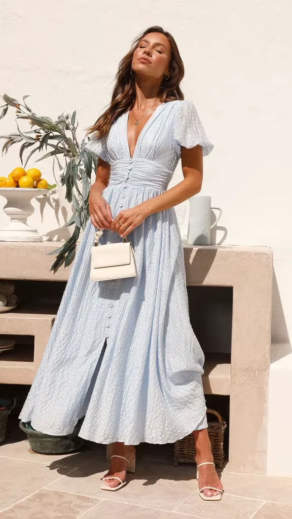 Longue Robe Bohémienne Bleue