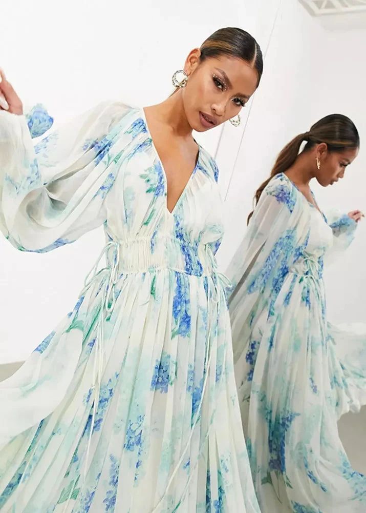 Robe Longue d'Été Bleue