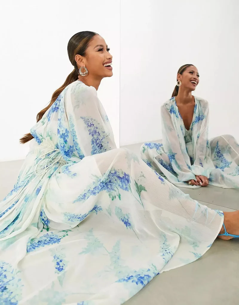 Robe Longue d'Été Bleue