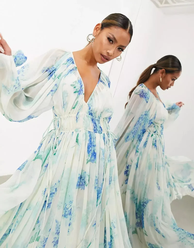 Robe Longue d'Été Bleue