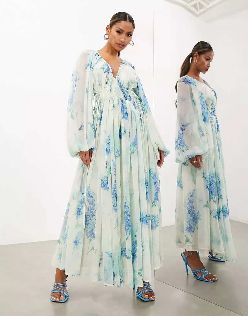 Robe Longue d'Été Bleue