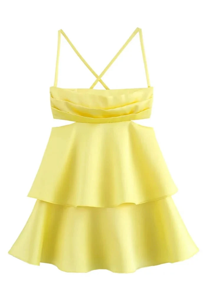 Robe femme mini jaune citron