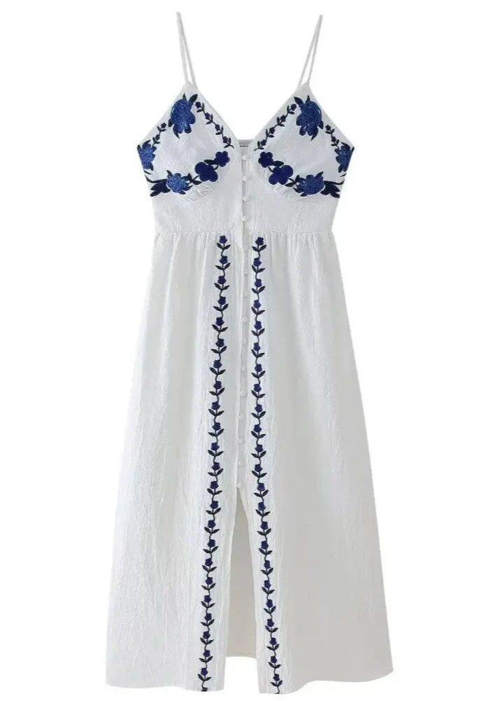 Robe Bohème Mi-Longue Blanche