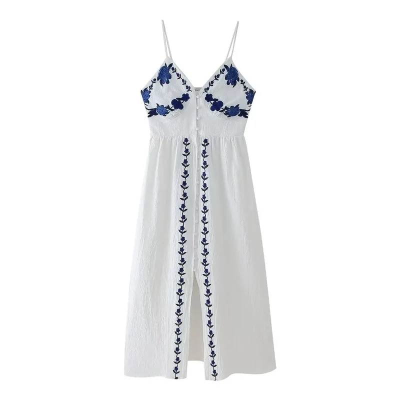Robe Bohème Mi-Longue Blanche