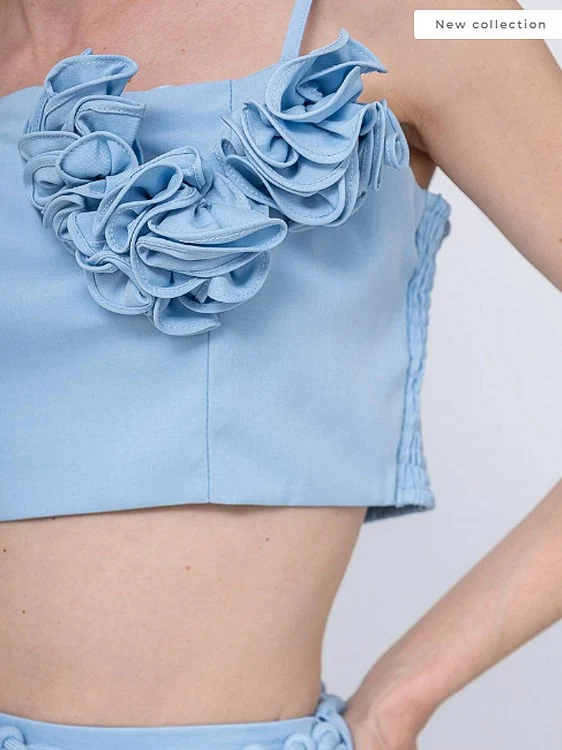 Ensemble chic pantalon bleu pastel