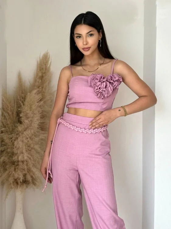 Ensemble pantalon rose pastel