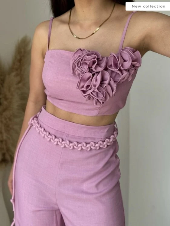 Ensemble pantalon rose pastel