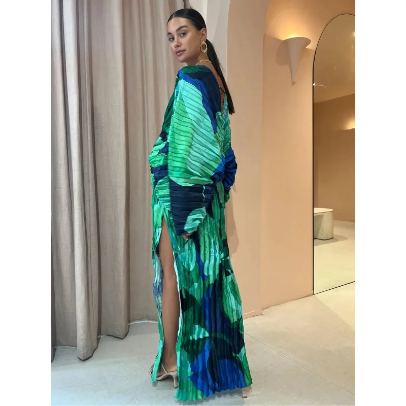 Style casual chic robe imprimée verte