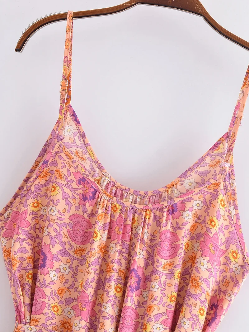Robe longue rose fleurie Bohème