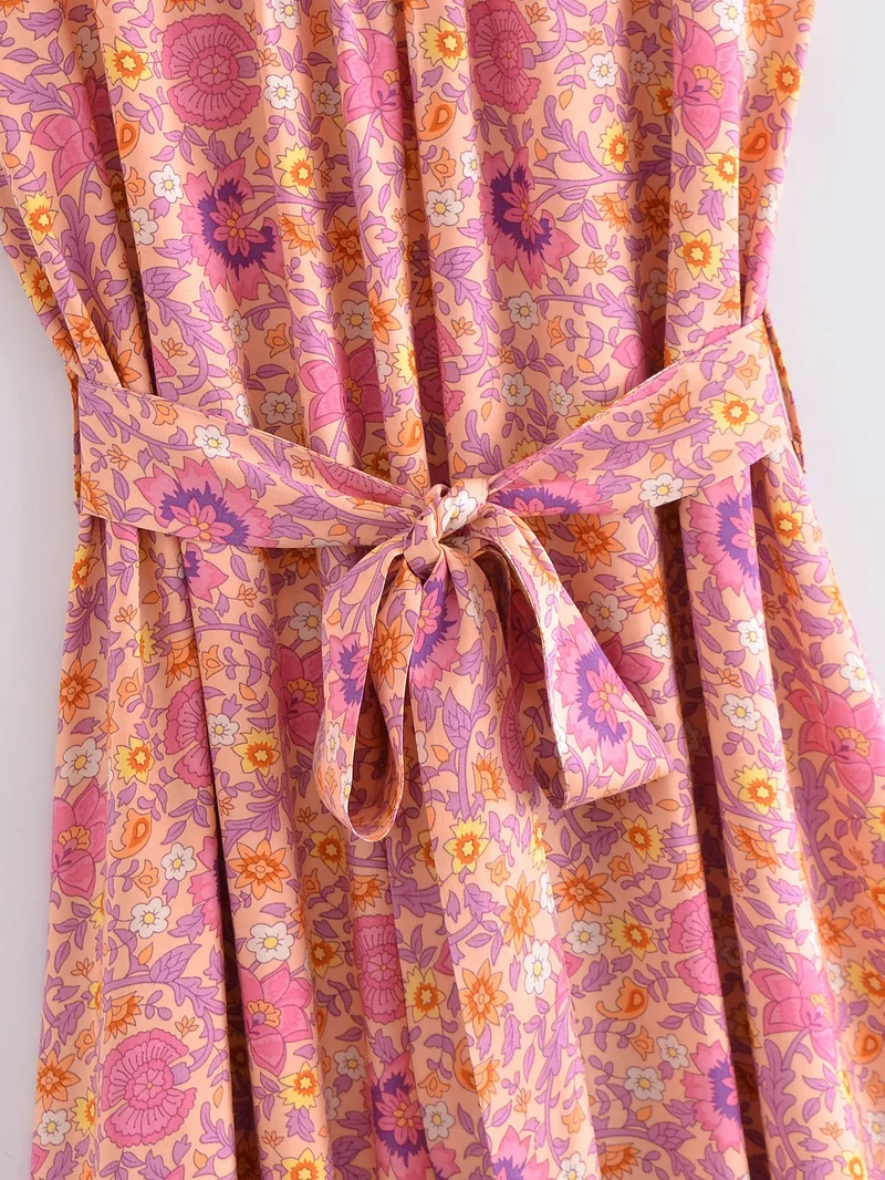 Robe longue rose fleurie Bohème