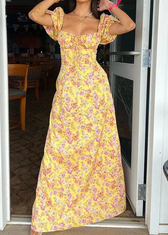 Robe bohème jaune citron vert