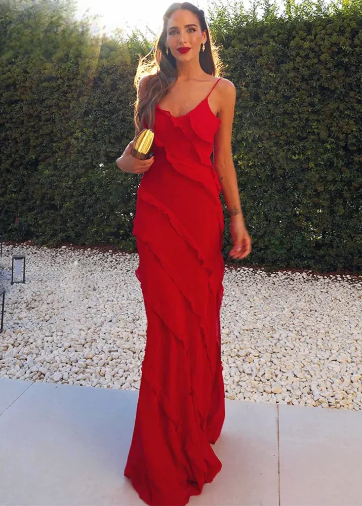 Robe longue rouge terracota chic dos nu