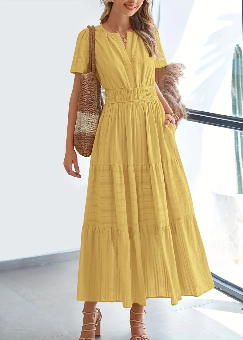 Robe hippie chic bohème jaune