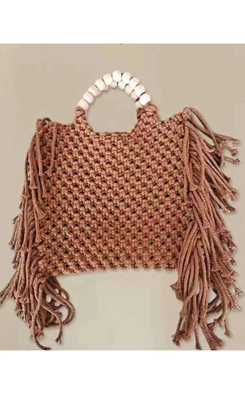 Sac en crochets à franges marron